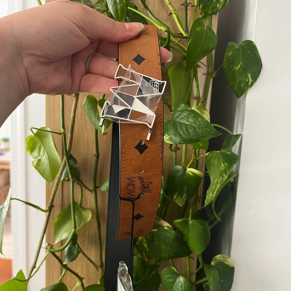 NWT MCM Logo Leather Belt